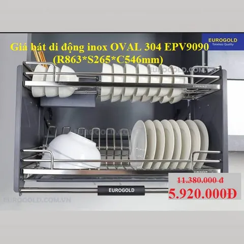 Giá Bát Nâng Hạ Di Động Eurogold Inox 304 Chống Gỉ - Thiết Kế Hiện Đại, Tiện Lợi, Độ Bền Cao Cho Không Gian Bếp Sang Trọng