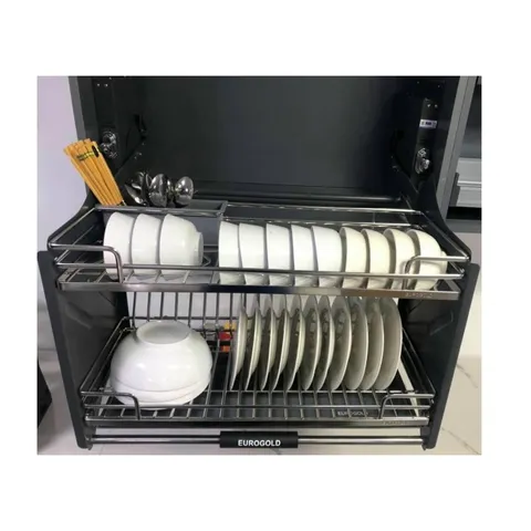 Giá Bát Nâng Hạ Di Động Eurogold Inox 304 Chống Gỉ - Thiết Kế Hiện Đại, Tiện Lợi, Độ Bền Cao Cho Không Gian Bếp Sang Trọng