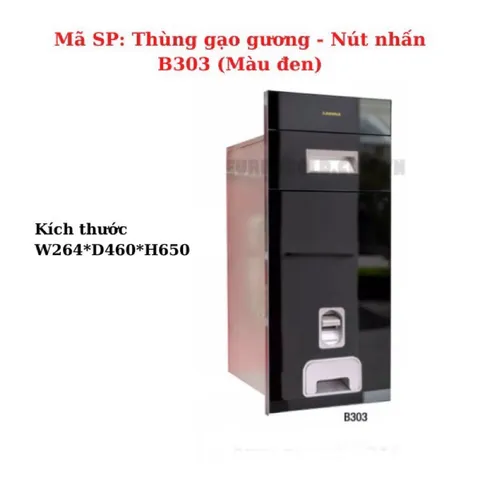 Thùng gạo EUROGOLD mặt gương 15kg - Thiết kế âm tủ hiện đại, tiết kiệm không gian bếp, khay lấy gạo tiện lợi, sang trọng và dễ vệ sinh