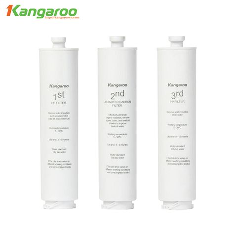 Combo 3 Lõi Lọc Nước Kangaroo 123 Chính Hãng - Thay Thế Máy Ion Kiềm KG100HU, KG100HU+, KG100MED, KG100EED