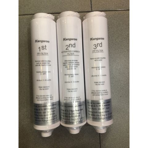Combo 3 Lõi Lọc Nước Kangaroo 123 Chính Hãng - Thay Thế Máy Ion Kiềm KG100HU, KG100HU+, KG100MED, KG100EED