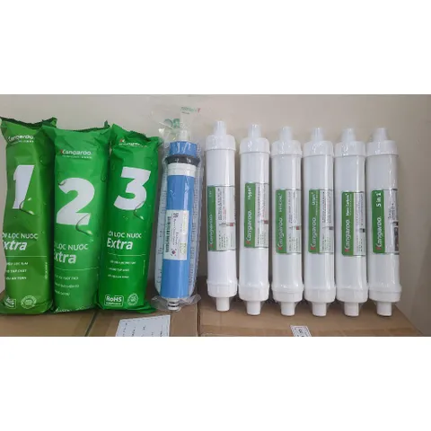 Bộ 10 Lõi Lọc Nước Kangaroo Hydrogen Chính Hãng - Thay Thế Cho Máy Lọc KG100HP, KG100HK, KG100HC, Nước Sạch An Toàn Cho Gia Đình