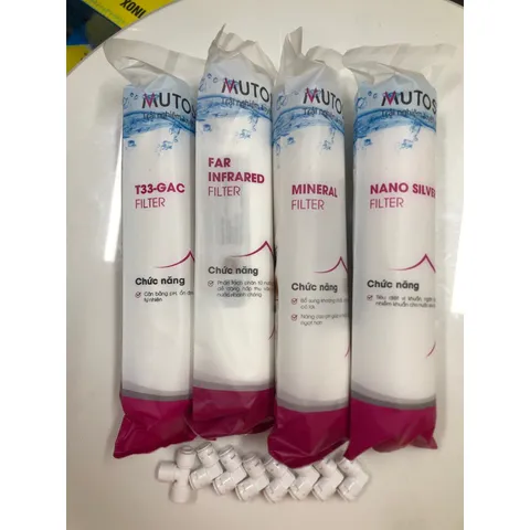 Combo 4 Lõi Lọc Nước Mutosi T33: GAC, Nano Bạc, Khoáng Đá, Hồng Ngoại Xa - Bộ Lọc Chính Hãng Chất Lượng Cao