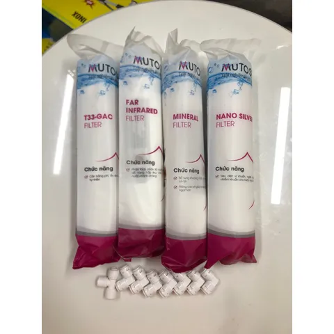 Combo 4 Lõi Lọc Nước Mutosi T33: GAC, Nano Bạc, Khoáng Đá, Hồng Ngoại Xa - Bộ Lọc Chính Hãng Chất Lượng Cao