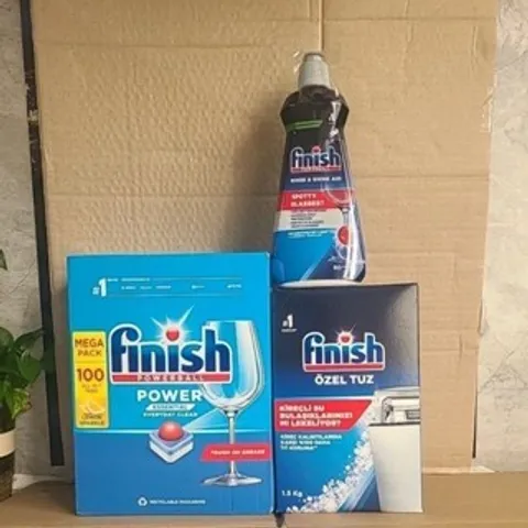 Combo 3 Sản Phẩm Rửa Bát FINISH - Viên Rửa 100 Viên, Muối 1.2Kg, Nước Làm Bóng 800ML - Hàng Chính Hãng Châu Âu
