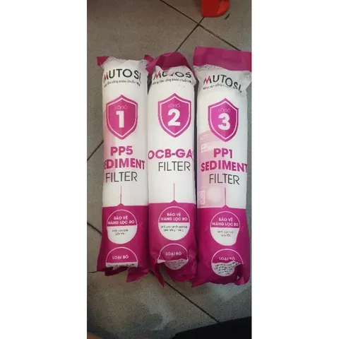 Bộ Lõi 123 Mutosi Chính Hãng - Bộ Lõi Lọc Thô Máy Lọc Nước RO - Lõi PP5, OCB-GAC, PP1 Cho Nước Sạch Nguyên Chất