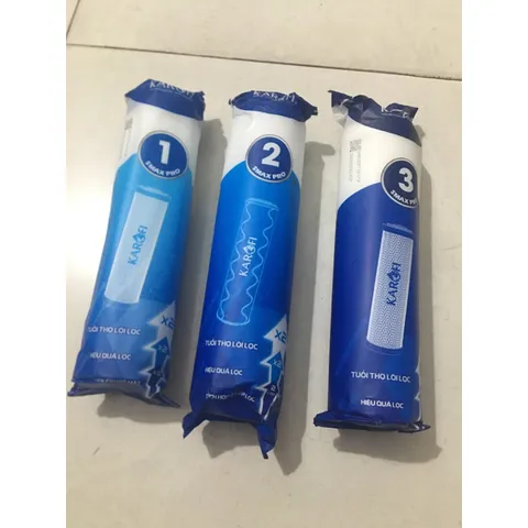 Bộ 3 Lõi Lọc Nước 123 SMAX PRO KAROFI - Hàng Chính Hãng, Tuổi Thọ Cao, Tiết Kiệm Nước cho Máy Lọc RO
