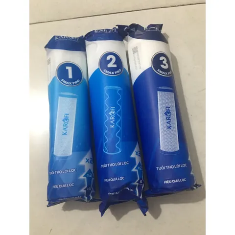Bộ 3 Lõi Lọc Nước 123 SMAX PRO KAROFI - Hàng Chính Hãng, Tuổi Thọ Cao, Tiết Kiệm Nước cho Máy Lọc RO