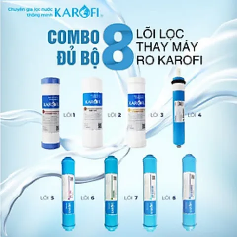 Bộ 8 Lõi Lọc Nước KAROFI 12345678 - Hàng Chính Hãng Thay Thế Máy Lọc RO, Lọc Độc Tố Hiệu Quả, Nước Sạch An Toàn