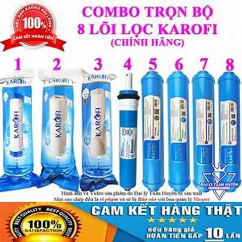 Bộ 8 Lõi Lọc Nước KAROFI 12345678 - Hàng Chính Hãng Thay Thế Máy Lọc RO, Lọc Độc Tố Hiệu Quả, Nước Sạch An Toàn