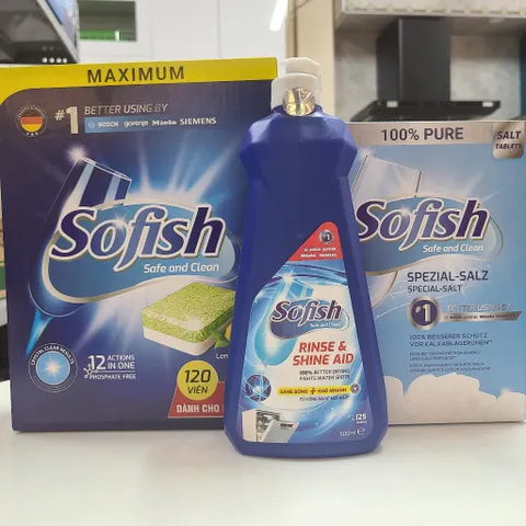 Muối Rửa Bát Sofish 1kg - Giúp Làm Mềm Nước Cứng, Bảo Vệ Máy Rửa Bát, Ngăn Ngừa Mảng Bám, Cho Bát Đĩa Sáng Bóng Hơn