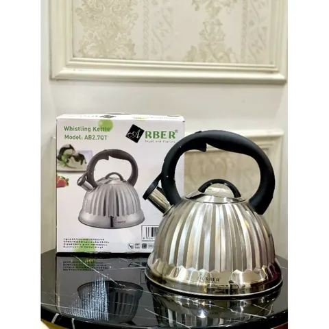 Ấm Đun Bếp Từ ARBER AB2.7QT - 2.7L Inox Cao Cấp, Có Còi Báo Sôi, Thiết Kế Hiện Đại, An Toàn Cho Sức Khỏe