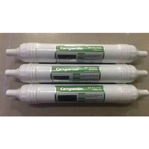 Bộ 3 Lõi Lọc Đúc 123 Kangaroo Chính Hãng - Phụ Kiện Máy Lọc Nước KG100HK, KG100ES - Lọc 10.000 Lít, Thay Thế 6-9 Tháng