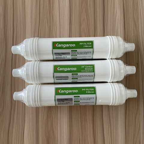 Bộ 3 Lõi Lọc Đúc 123 Kangaroo Chính Hãng - Phụ Kiện Máy Lọc Nước KG100HK, KG100ES - Lọc 10.000 Lít, Thay Thế 6-9 Tháng