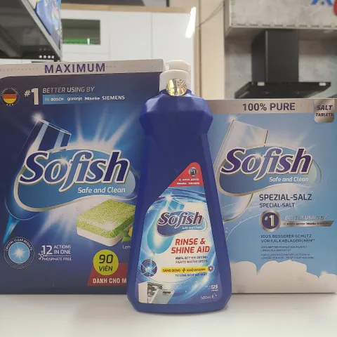 Nước trợ xả Sofish 500ml - Giúp làm bóng và khô chén bát, Dùng cho máy rửa bát, Ngăn ngừa mờ dụng cụ nhà bếp