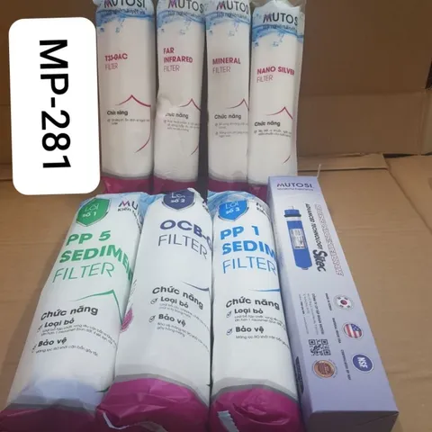Bộ 8 Lõi Thay Thế Cho Máy Lọc Nước Motusi MP-281 - Màng RO, Lõi T33, Far, Mineral, Nano Silver - Giải Pháp Lọc Nước An Toàn, Sạch Khuẩn