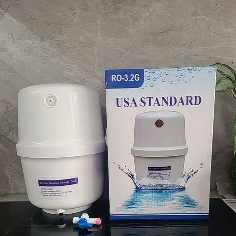 Bình áp nhựa 3.2G 7L với van chống nổ - Dụng cụ chứa nước tích áp cho máy lọc nước RO, thiết kế nhỏ gọn, an toàn thực phẩm.