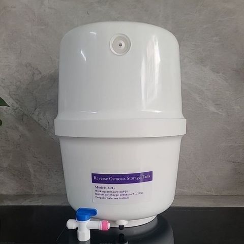 Bình áp nhựa 3.2G 7L với van chống nổ - Dụng cụ chứa nước tích áp cho máy lọc nước RO, thiết kế nhỏ gọn, an toàn thực phẩm.