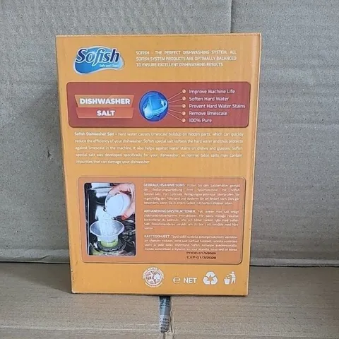 Muối làm mềm nước rửa bát tinh thể SOFISH 1.6kg - Giải pháp bảo vệ máy rửa chén, ngăn cặn canxi, bát đĩa sạch bóng