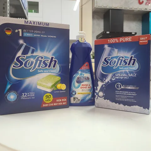 Muối làm mềm nước rửa bát tinh thể SOFISH 1.6kg - Giải pháp bảo vệ máy rửa chén, ngăn cặn canxi, bát đĩa sạch bóng