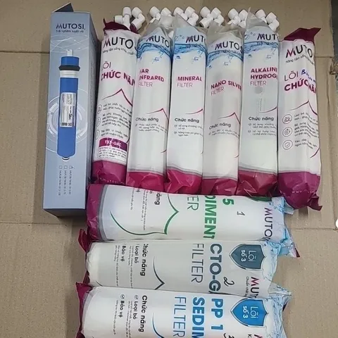 Bộ 10 Lõi Lọc Nước Mutosi cho Máy MP-M68, MP-U66, MP-TS1015 - Lõi RO, BioCeramic, Nano Silver, Alkaline Hydrogen