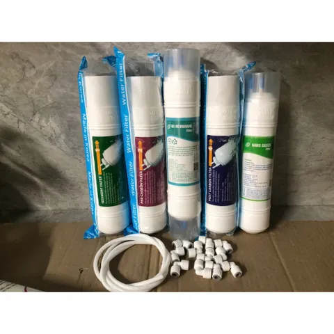Bộ 5 Lõi Lọc RO Hàn Quốc Đầu U - Sediment , Pre , RO , Post ,Nano Siver - thay cho máy nóng lạnh