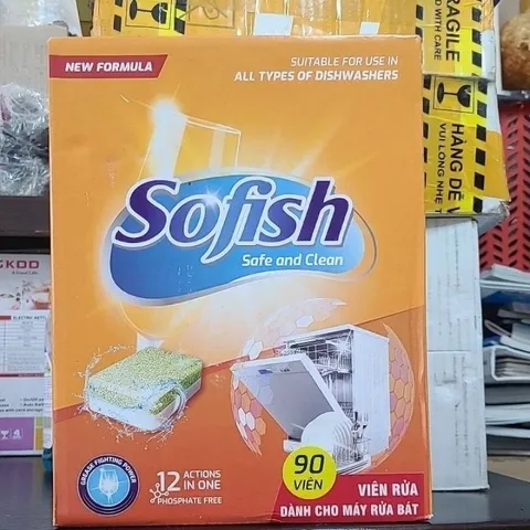 Viên rửa chén Sofish 90 viên - Sản phẩm an toàn, làm sạch vượt trội, đánh bay vết bẩn cứng đầu cho máy rửa bát gia đình