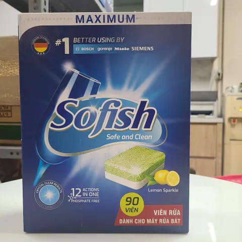 Viên rửa chén Sofish 90 viên - Sản phẩm an toàn, làm sạch vượt trội, đánh bay vết bẩn cứng đầu cho máy rửa bát gia đình