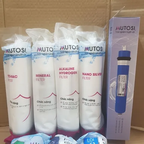 Bộ 8 Lõi Lọc Nước Mutosi Cho Máy MP-282M - Lõi Hydrogen, Alkaline, Nano Silver, Bảo Vệ Màng RO, Tiêu Diệt Vi Khuẩn