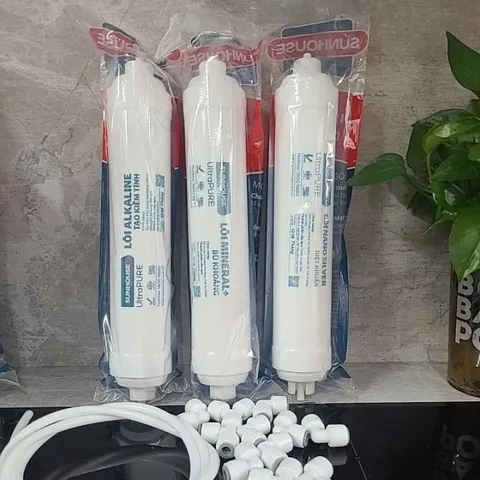 Bộ 3 Lõi Lọc Nước Sunhouse - Nanosilver, Alkaline & Maifan - Thay Thế Máy Lọc Nước RO Gia Đình, Tạo Nước Kiềm An Toàn, 52.000 Lít