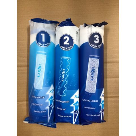 Lõi Lọc Nước KAROFI SMAX PRO Chính Hãng - Bộ 3 Lõi Lọc RO Tăng Gấp 2 Hiệu Quả - Thay Thế Cho Các Máy Lọc Nước Khác