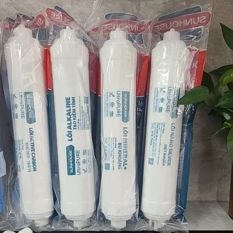 Bộ 8 Lõi Lọc Nước Sunhouse - 3 Lõi Lọc Thô & Màng RO - 4 Lõi Khoáng, Thay Thế Máy Lọc Nước Gia Đình Hàng Chính Hãng