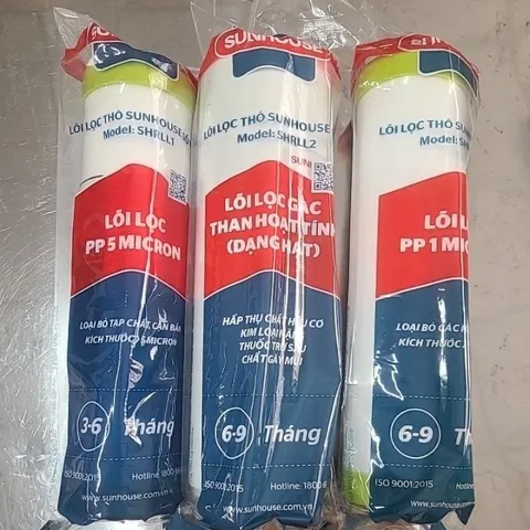 Lõi Lọc Nước RO Sunhouse 1,2,3 - Combo 3 Lõi Thay Thế Chất Lượng Cao, Giúp Loại Bỏ Tạp Chất, Bùn Đất và Kim Loại Nặng