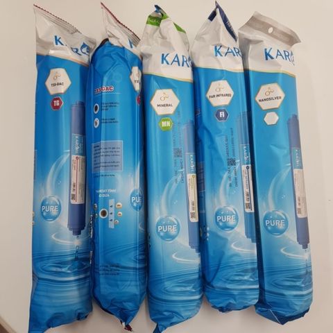 Combo 5 Lõi Lọc Nước KAROFI 56789 - 2 Lõi T33, FAR, Mineral, Nanosilver - Thay Thế Cho Máy B930 Chính Hãng