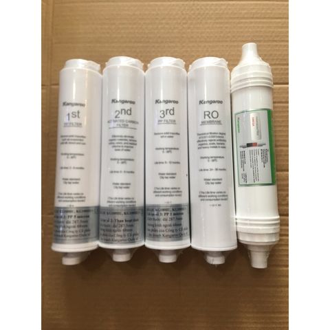 Bộ 5 Lõi Lọc Kangaroo 12345 Chính Hãng - Dùng Cho Máy Lọc Nước KG100HU, KG100HU+, MED, EED - Đảm Bảo Nguồn Nước Sạch Tinh Khiết