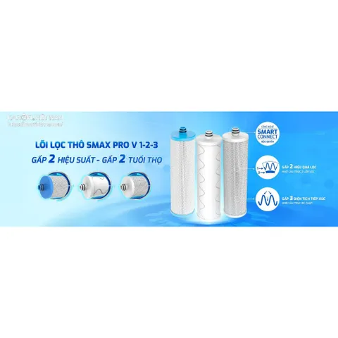 Bộ 3 Lõi Lọc Nước SMAX PRO V Karofi - Chính Hãng, Công Nghệ Smart Connect, Thay Thế Dễ Dàng Cho Các Model Karofi