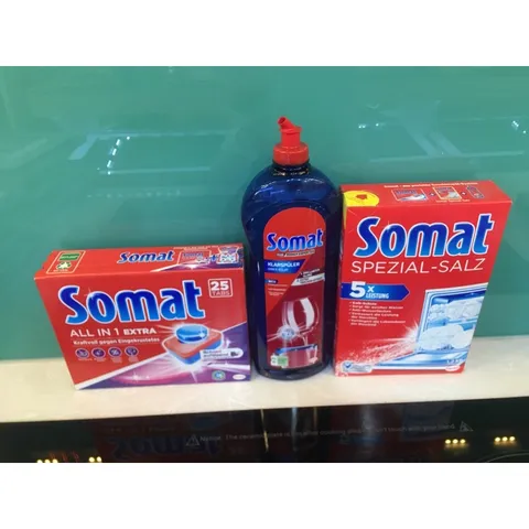 Combo viên rửa muối và nước bóng somat - Xuất xứ Châu âu  - Chuyên dùng cho máy rửa chén Bosch , Hafele , Teka.....