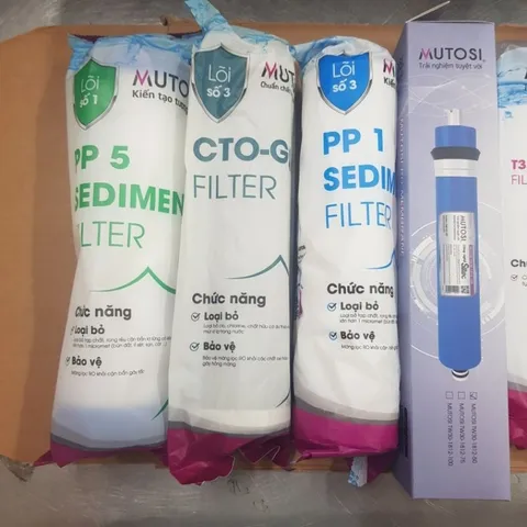 Bộ 9 Lõi Thay Thế Máy Lọc Nước Mutosi Tủ Nhỏ MP-S106-H - Bao Gồm Lõi PP5, CTO-GAC, RO, T33, Bioceramic, Mineral, Nanosilver