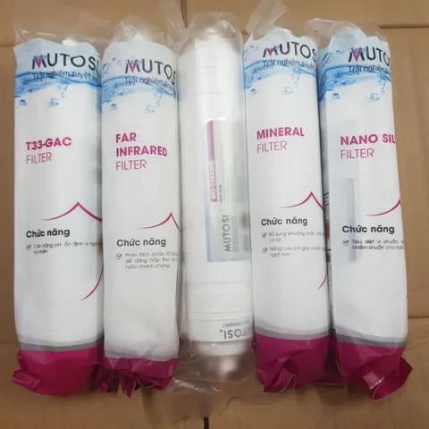 Bộ 9 Lõi Thay Thế Máy Lọc Nước Mutosi Tủ Nhỏ MP-S106-H - Bao Gồm Lõi PP5, CTO-GAC, RO, T33, Bioceramic, Mineral, Nanosilver