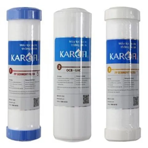 Bộ 3 Lõi Lọc Nước RO KAROFI Chính Hãng Dùng Cho Máy Cũ - Tiêu Chuẩn SMAX DUO 1,2,3 Chống Nhiễm Bẩn