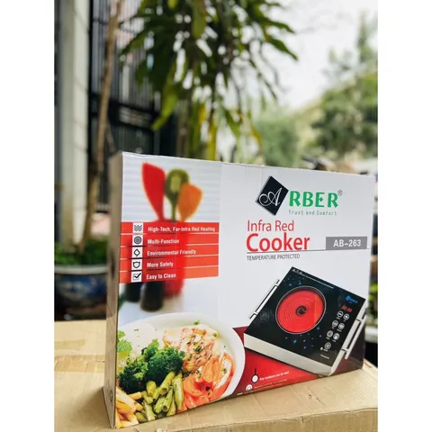 Bếp Hồng Ngoại Để Nổi Arber 2200W - Bếp Điện Cảm Ứng, Có Hẹn Giờ và Khóa Trẻ Em, Mặt Kính Ceramic Màu Xanh Lá
