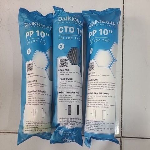 Bộ 3 Lõi Lọc Nước Daikiosan 123 - Lõi Lọc Thô PP, CTO Than Hoạt Tính, PP 1 Micron - Giải Pháp Lọc Nước Sạch Uống Tốt Nhất