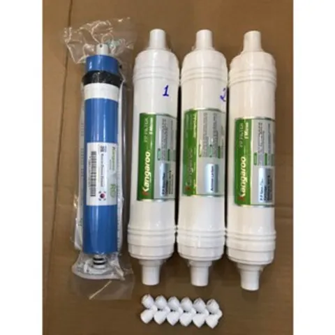 Bộ 4 Lõi Lọc Nước Kangaroo 1234 - Lõi Đúc 123 + Màng RO 1812 - Hàng Chính Hãng, Lọc Nước Sạch Tinh Khiết, Bộ Phụ Kiện Gia Đình