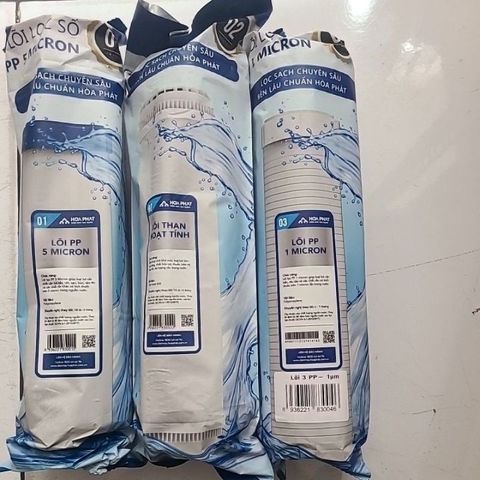 Bộ lõi lọc nước thô 123 Hòa Phát - Lõi PP5, Than Hoạt Tính, PP1 - Giải pháp lọc nước hiệu quả, bảo vệ sức khỏe gia đình
