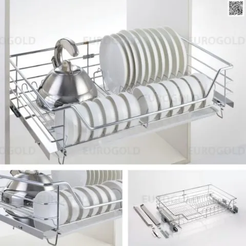 Kệ chén bát EUROGOLD inox 304 nan tròn, kệ chén bát đa năng tủ bếp dưới