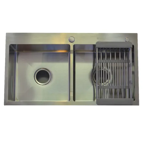 Chậu rửa Inox 2 hộc đều 8245D , Chất liệu inox SUS304 cao cấp.