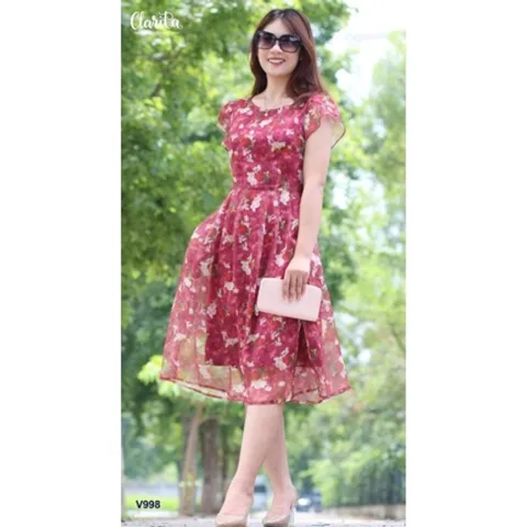 thanh lý đầm clarita hoa đỏ