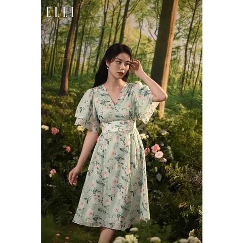 Đầm Elli hoa xanh