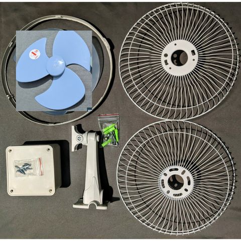Bộ Phụ Kiện DIY Làm Quạt B2 - Đế Nhựa, Thân Sắt, Lồng Quạt và Cánh Quạt Sải 20cm Cho Người Thích Chế Tạo Quạt