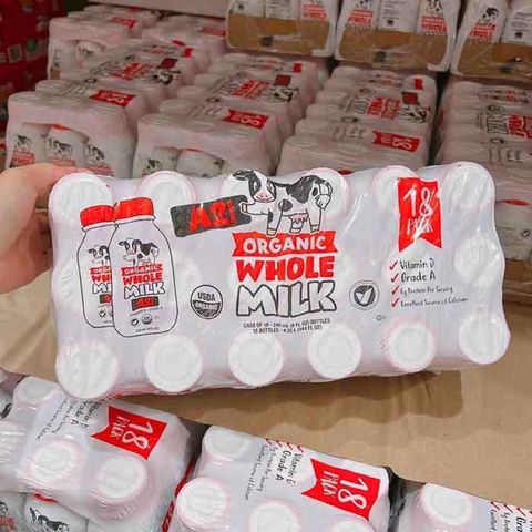 Sữa Tươi Organic Whole Milk A2 - Hộp 18 Chai Nguyên Chất Không Phụ Gia, Ngày Hết Hạn 2026